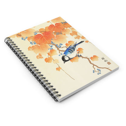 Autumn Leaves Spiral Notebook Laying Flat on White Surface