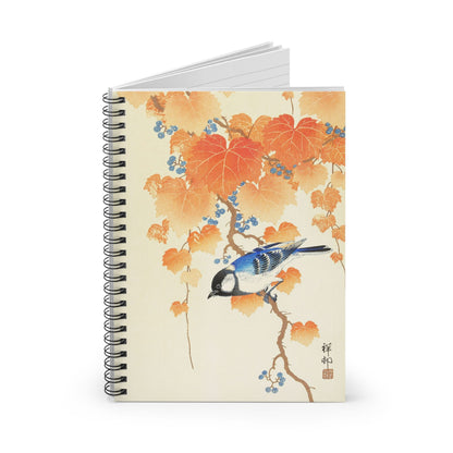 Autumn Leaves Spiral Notebook Standing up on White Desk