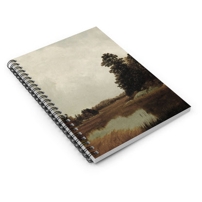 Autumn Spiral Notebook Laying Flat on White Surface