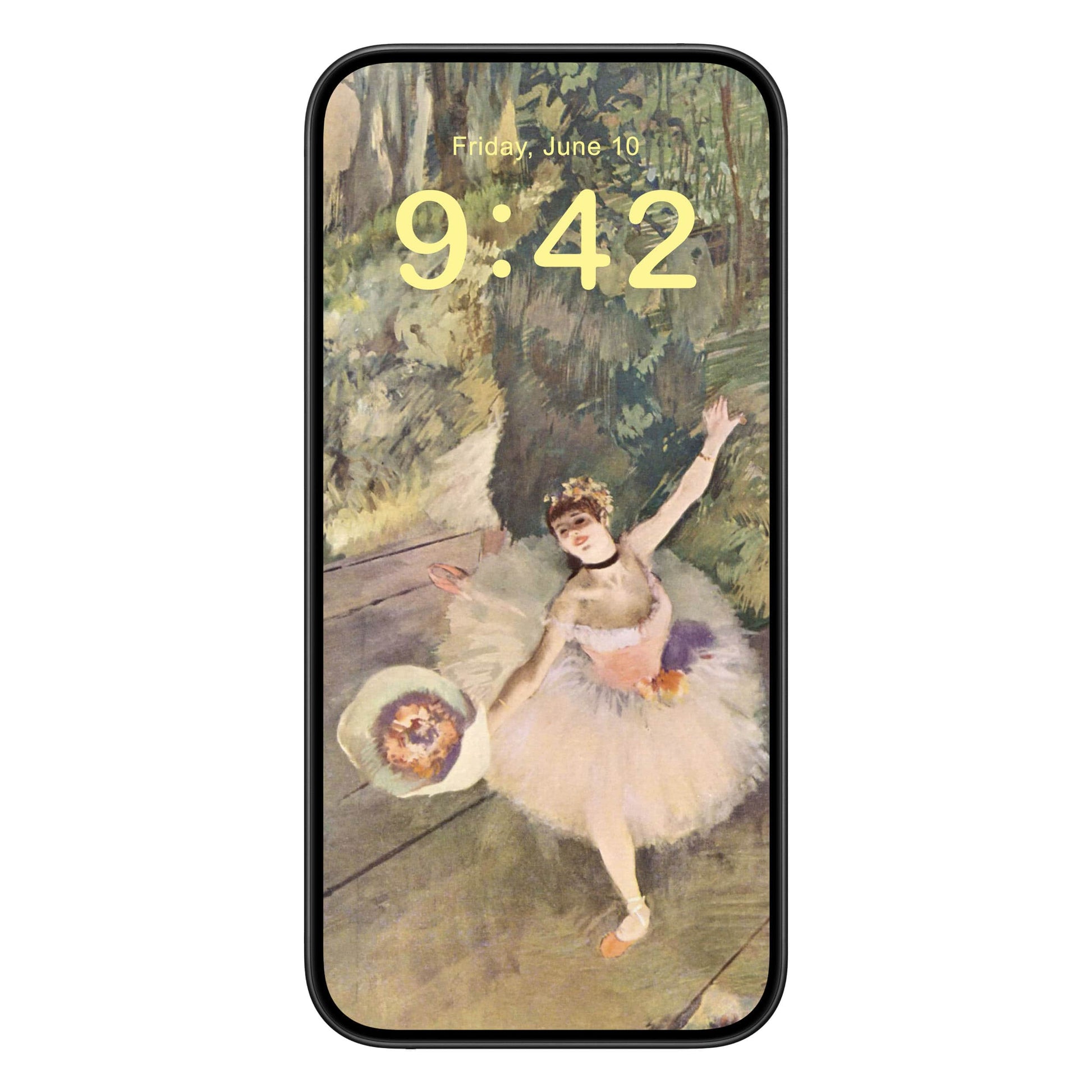 Ballerina Phone Wallpaper Yellow Text