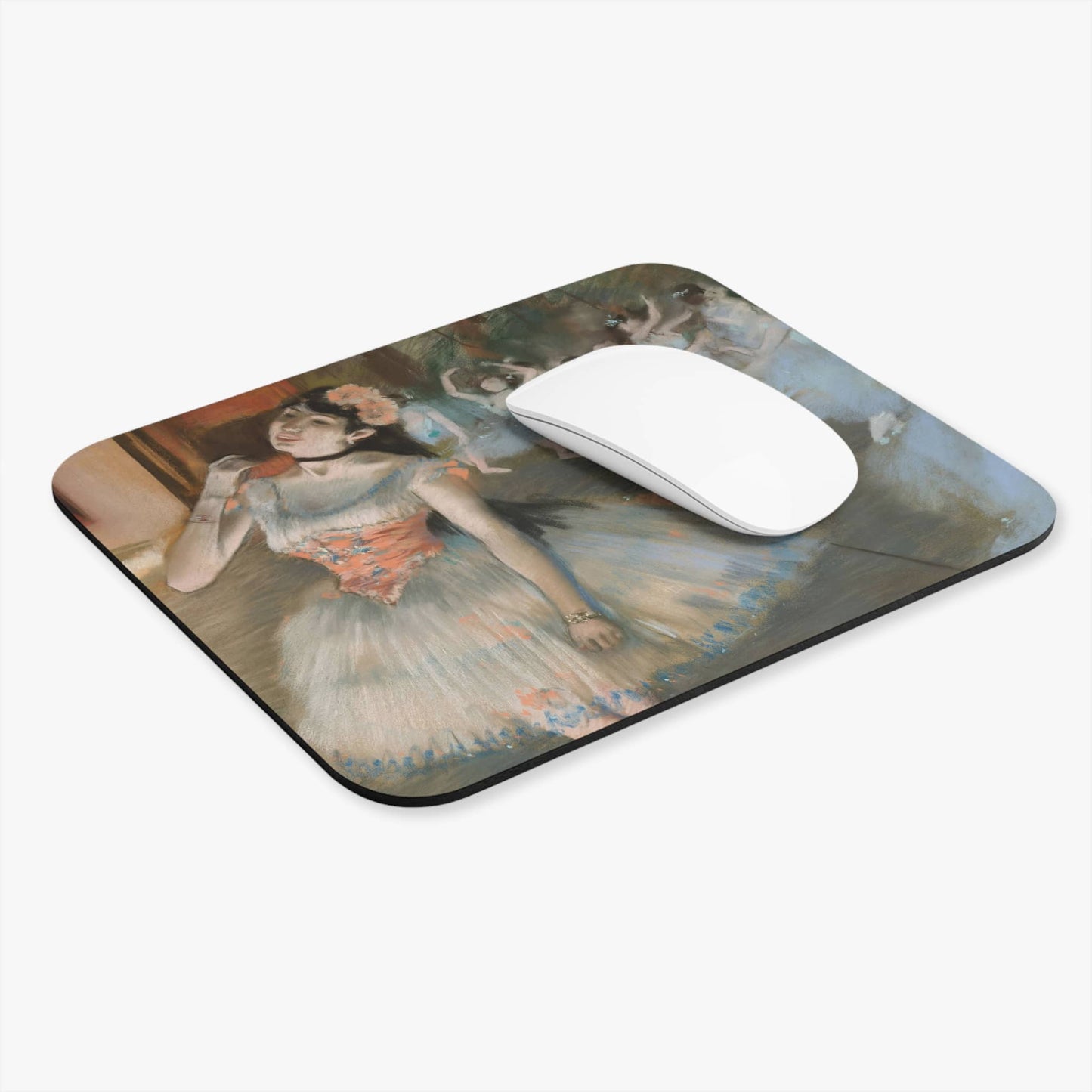 Ballerina Painting Computer Desk Mouse Pad With White Mouse