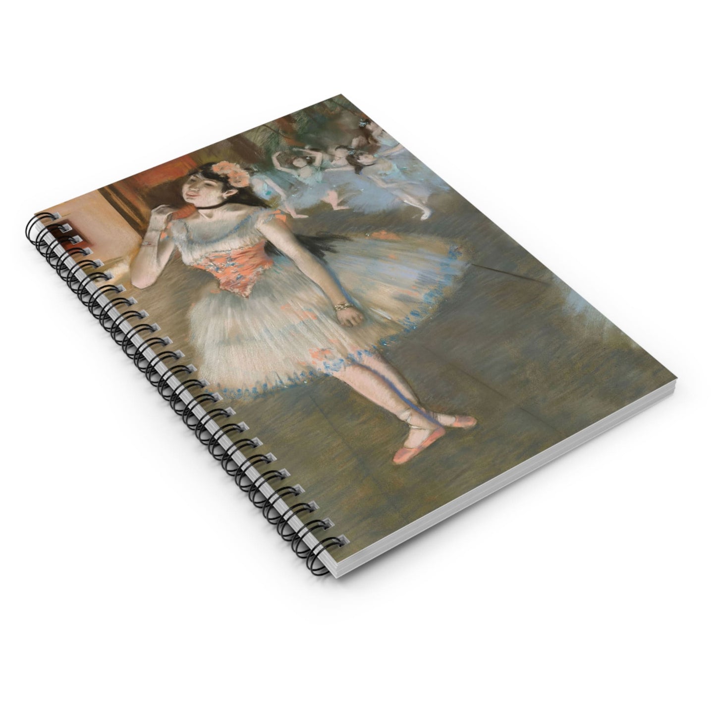 Ballerina Painting Spiral Notebook Laying Flat on White Surface
