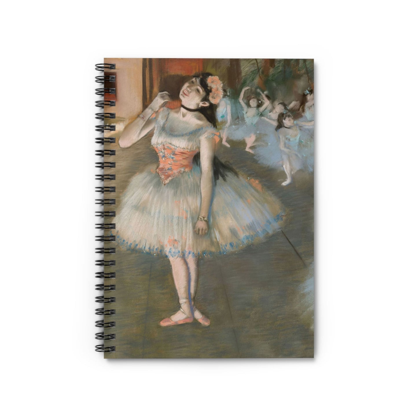 Ballerina Painting Notebook with Edgar Degas cover, perfect for journaling and planning, showcasing famous ballerina paintings by Edgar Degas.
