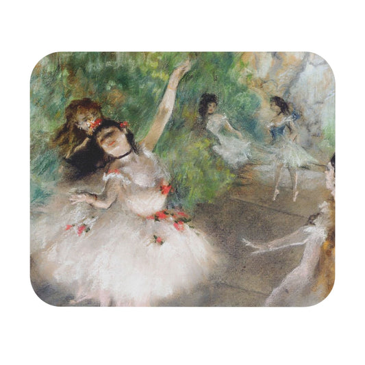 Ballerinas Mouse Pad featuring a white Edgar Degas ballet scene, ideal for desk and office decor.