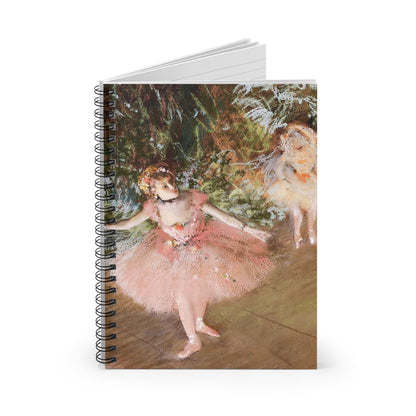 Ballerinas in Pink Spiral Notebook Standing up on White Desk