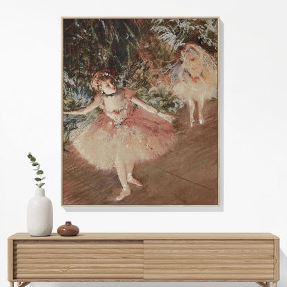 Ballerinas in Pink Woven Blanket Woven Blanket Hanging on a Wall as Framed Wall Art