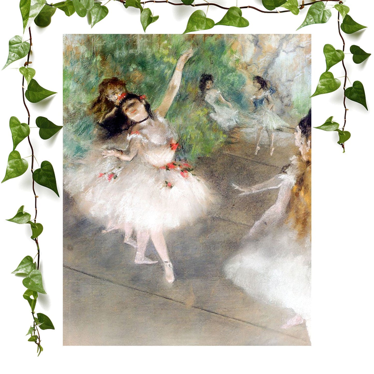 Ballerinas art print white edgar degas, vintage wall art room decor