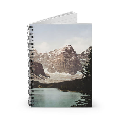 Banff National Park Spiral Notebook Standing up on White Desk