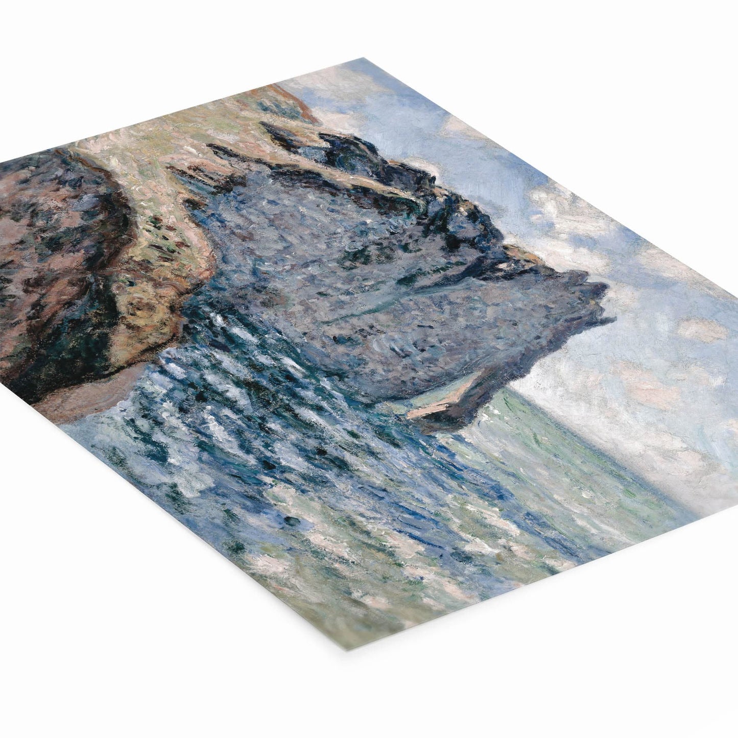 Ocean Cliff Painting Laying Flat on a White Background
