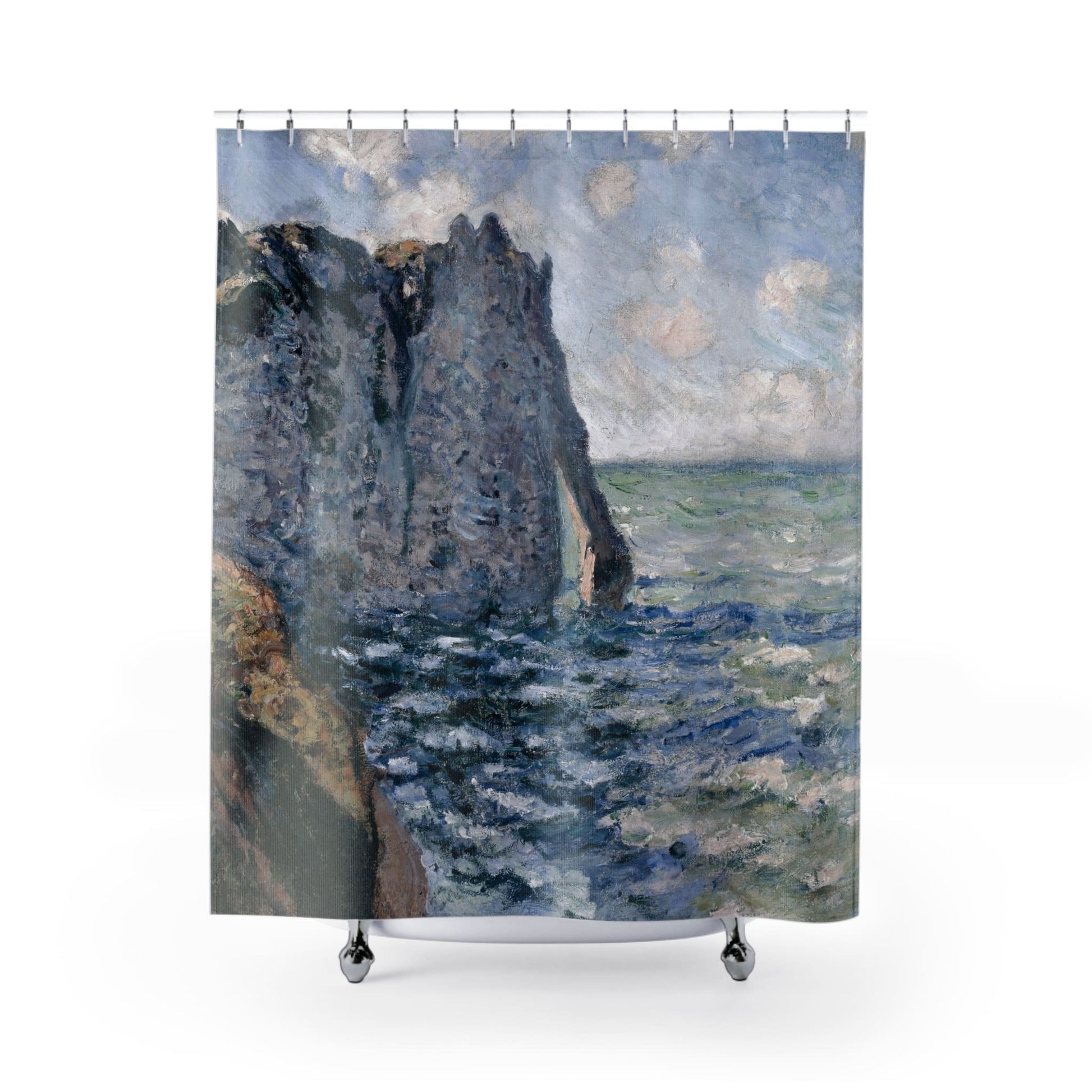 Beach Shower Curtain with nautical design, marine-themed bathroom decor featuring serene beach scenes.