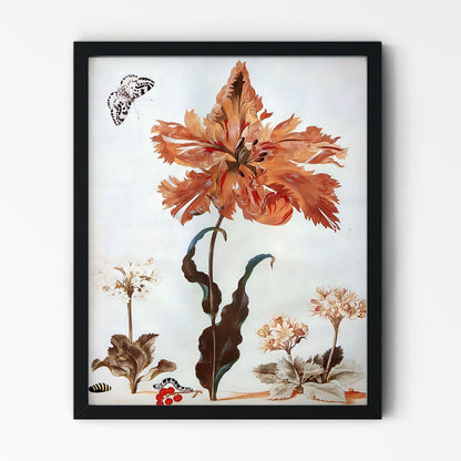 Botanical Nature Painting in Black Picture Frame