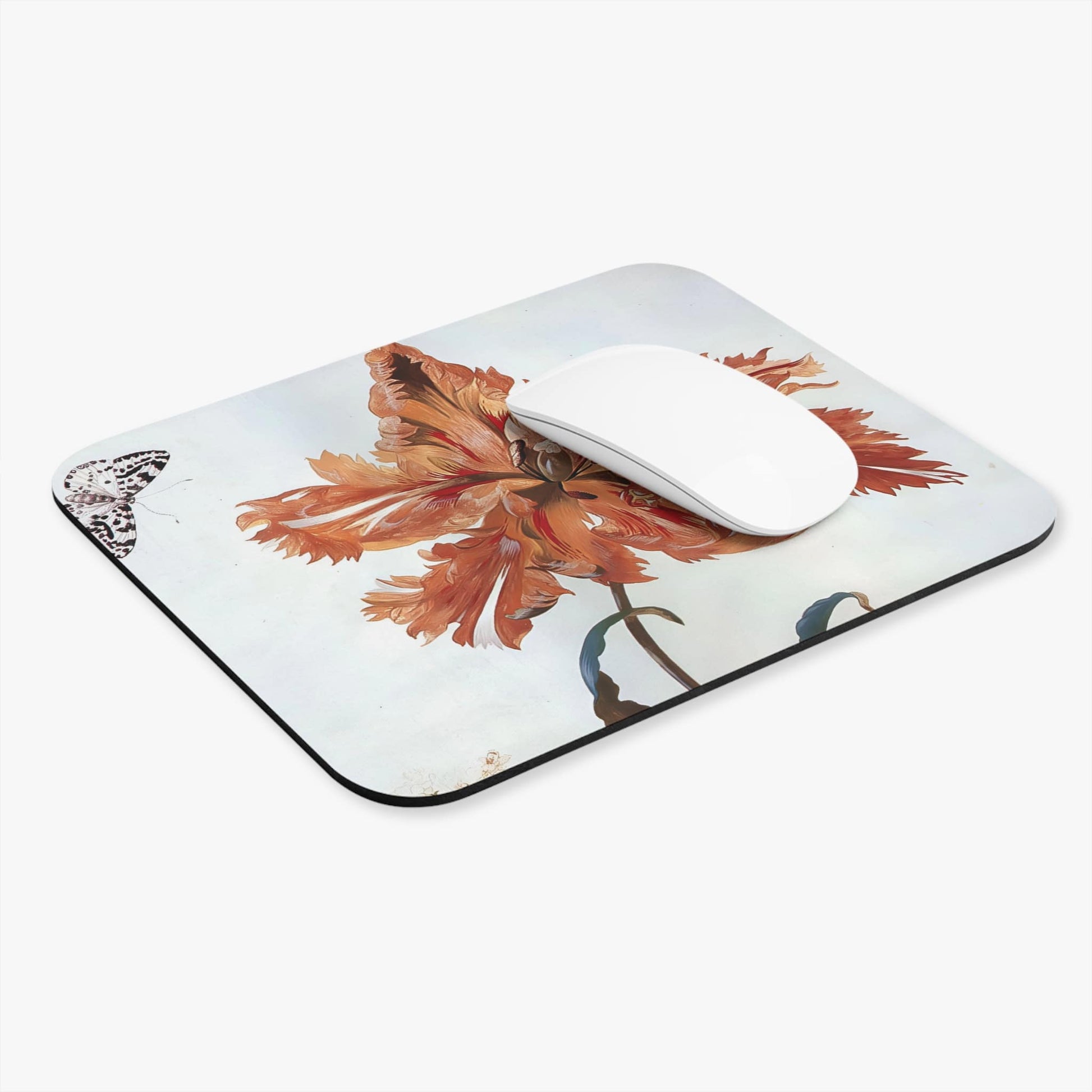 Beautiful Flower Computer Desk Mouse Pad With White Mouse