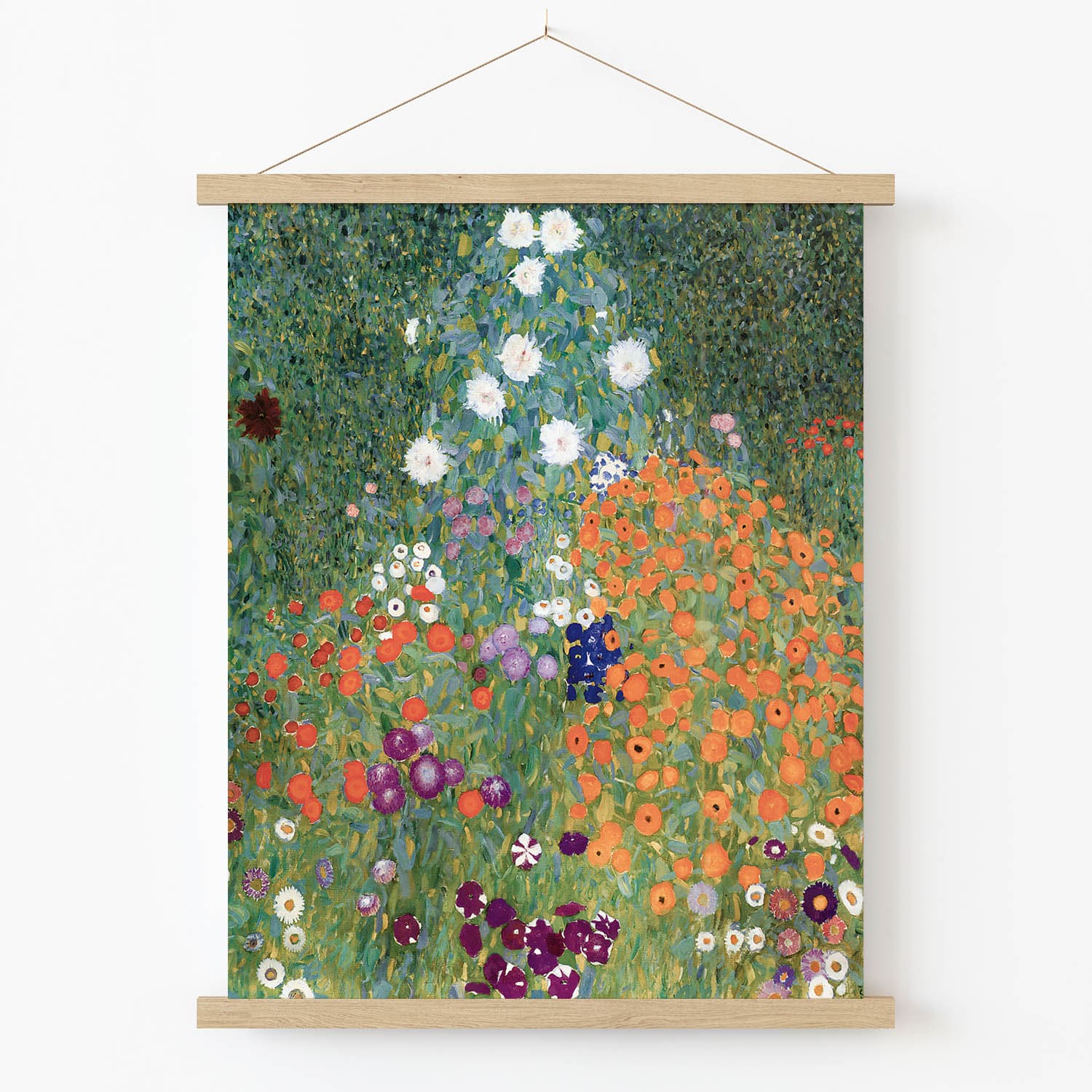 Beautiful Flowers Art Print in Wood Hanger Frame on Wall
