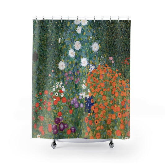 Beautiful Flowers Shower Curtain with cottagecore design, rustic bathroom decor featuring charming floral themes.