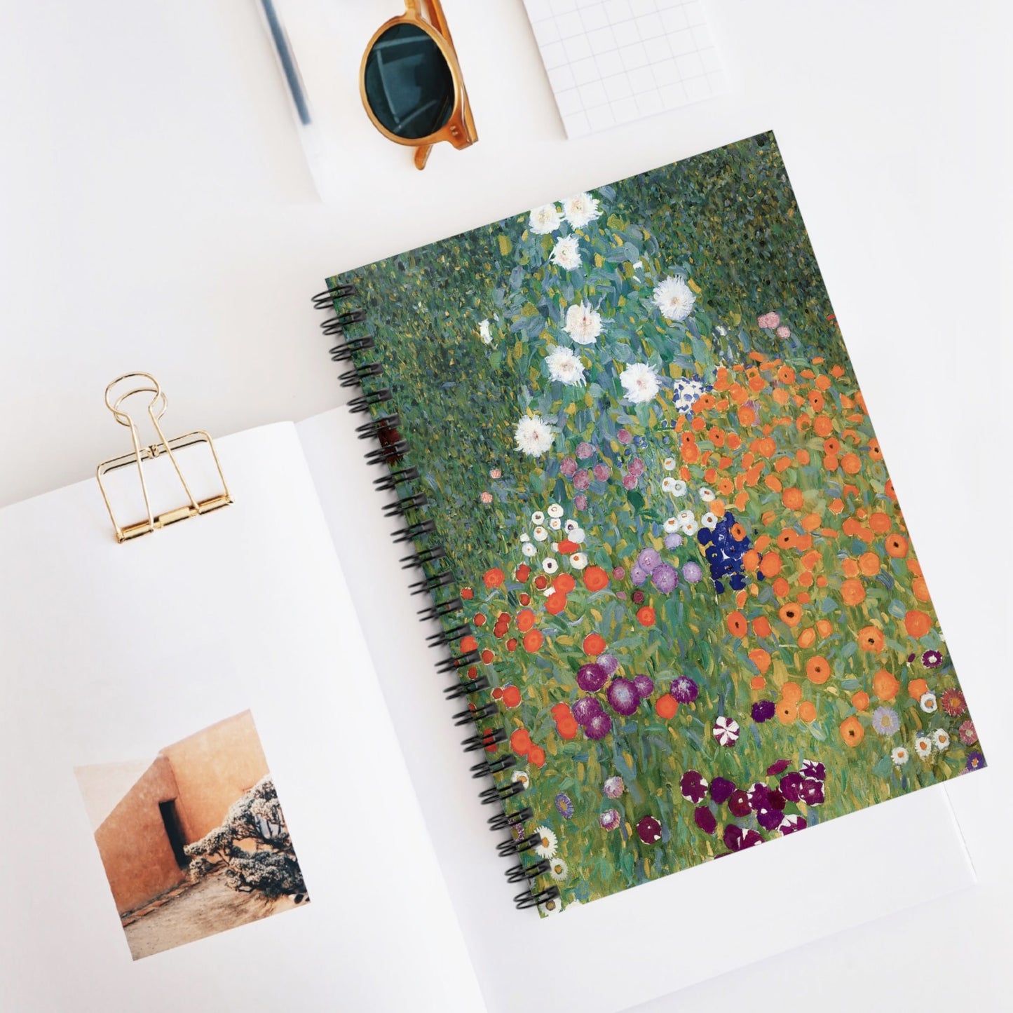 Beautiful Flowers Spiral Notebook Displayed on Desk
