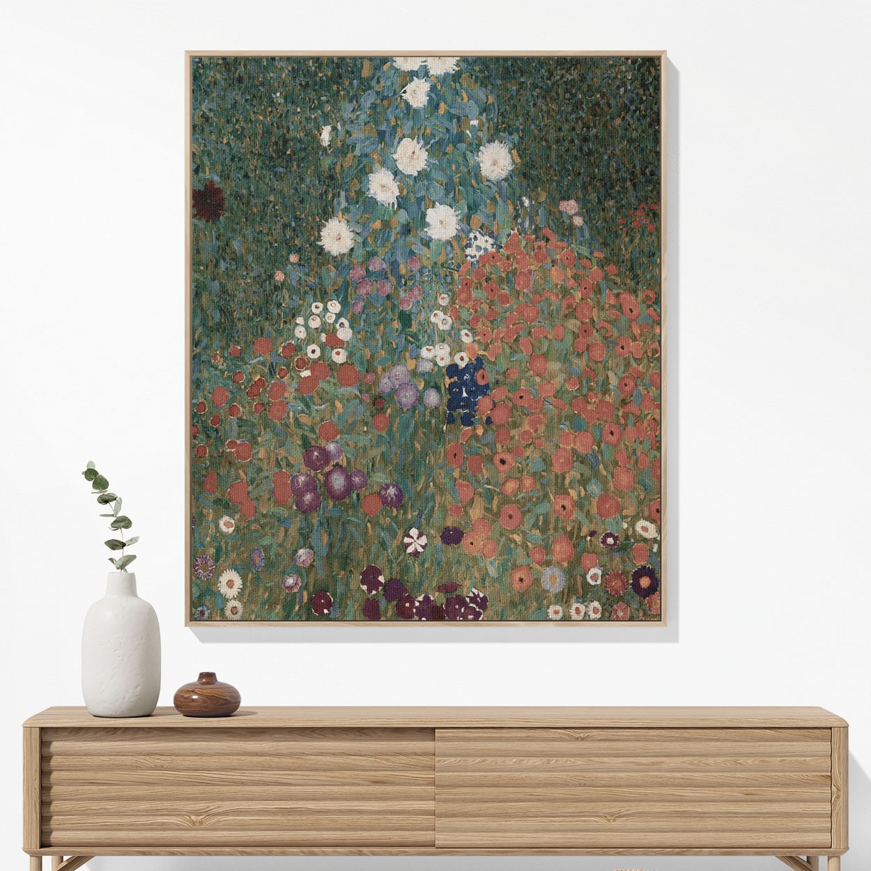 Beautiful Flowers Woven Blanket Hanging on a Wall as Framed Wall Art