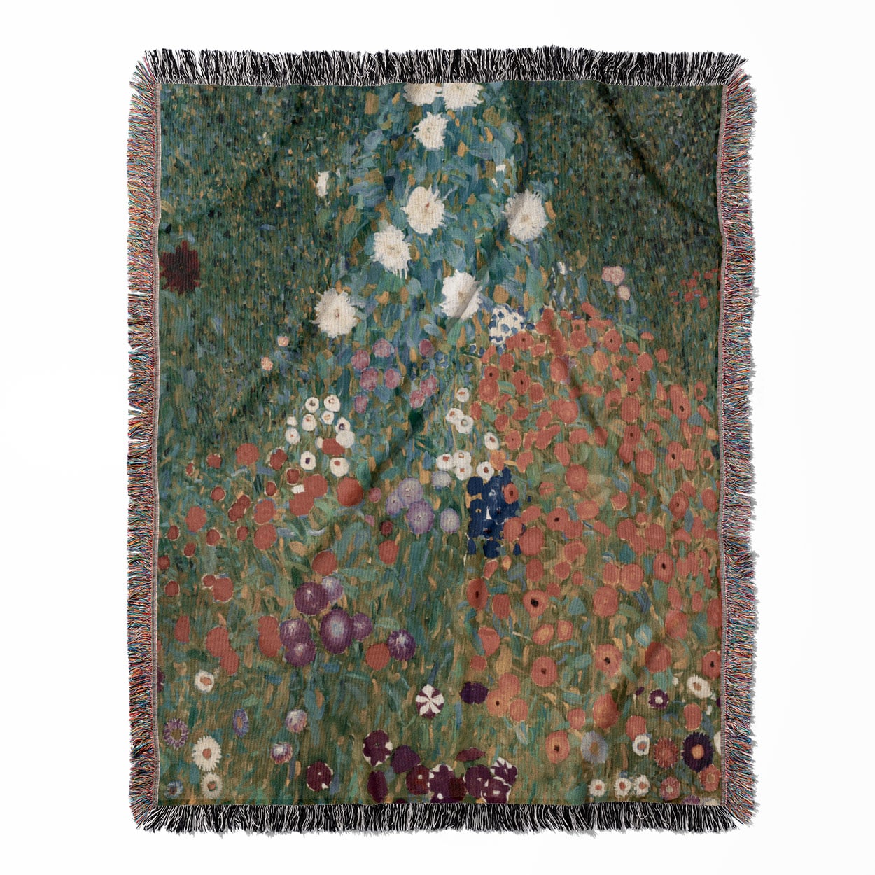 Beautiful Flowers woven throw blanket, made of 100% cotton, presenting a soft and cozy texture in a charming cottagecore style for home decor.