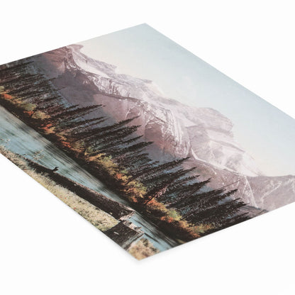 Beautiful Mountain Art Print Laying Flat on a White Background