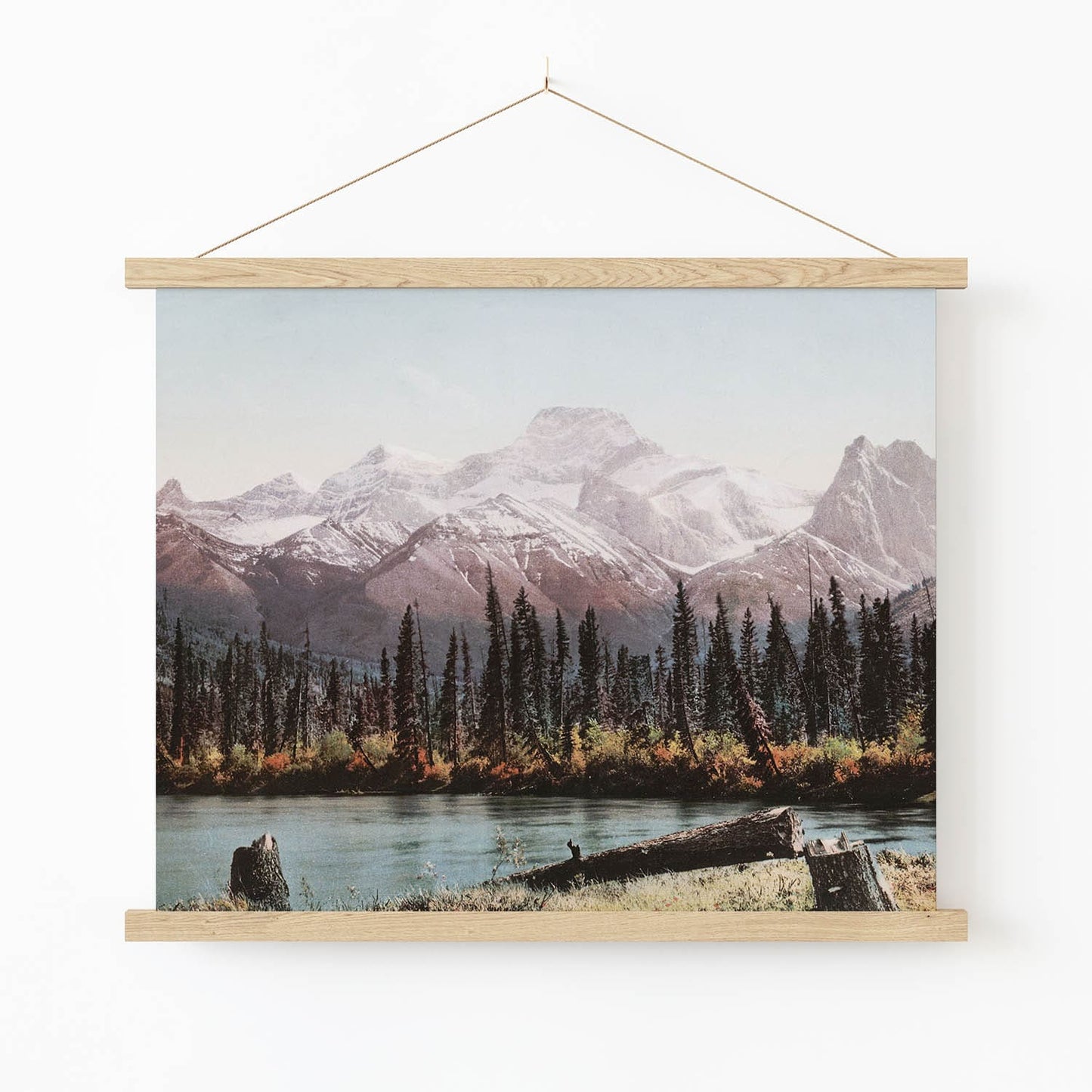 Beautiful Mountain Art Print in Wood Hanger Frame on Wall