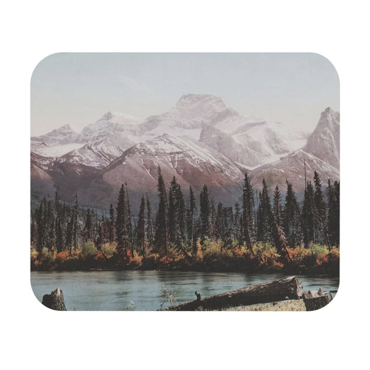 Beautiful Mountain Mouse Pad with mountains and lakes design, desk and office decor featuring scenic mountain and lake landscapes.