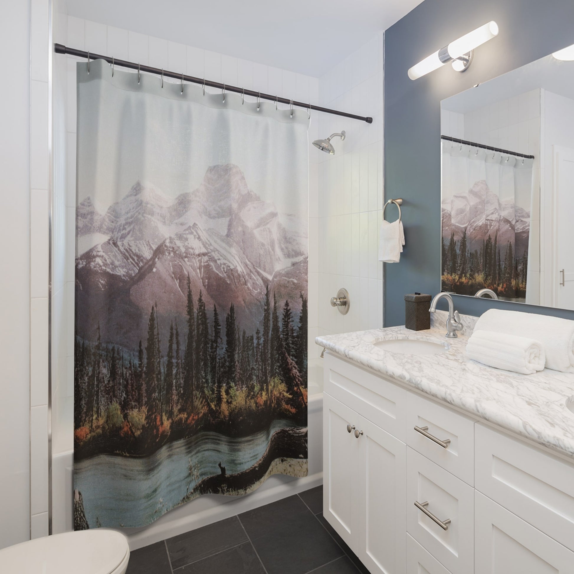 Beautiful Mountain Shower Curtain Best Bathroom Decorating Ideas for Landscapes Decor