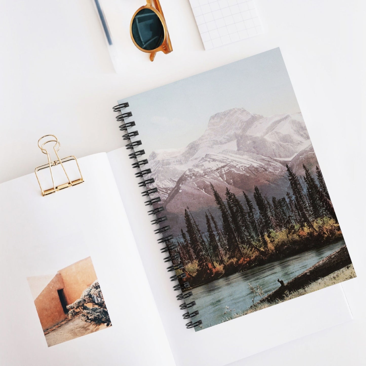 Beautiful Mountain Spiral Notebook Displayed on Desk
