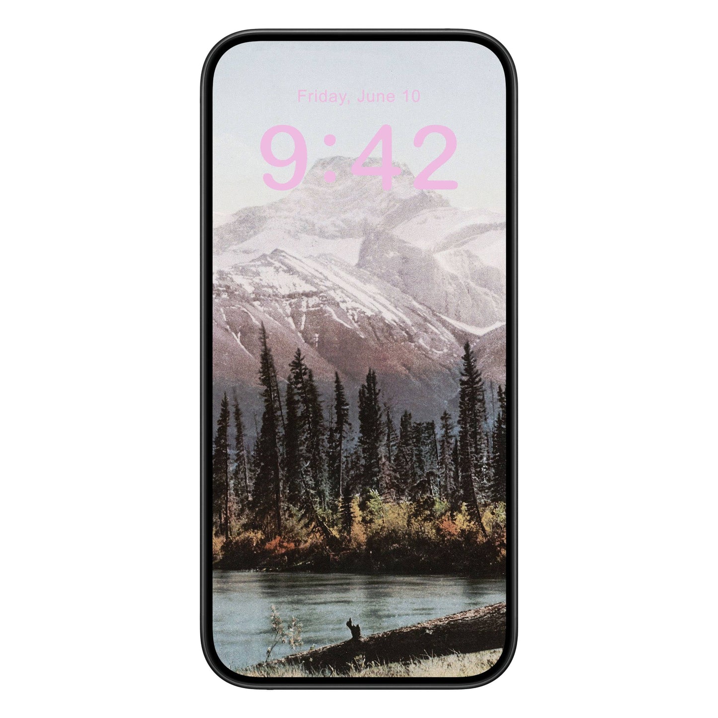 Beautiful Mountain Phone Wallpaper Pink Text
