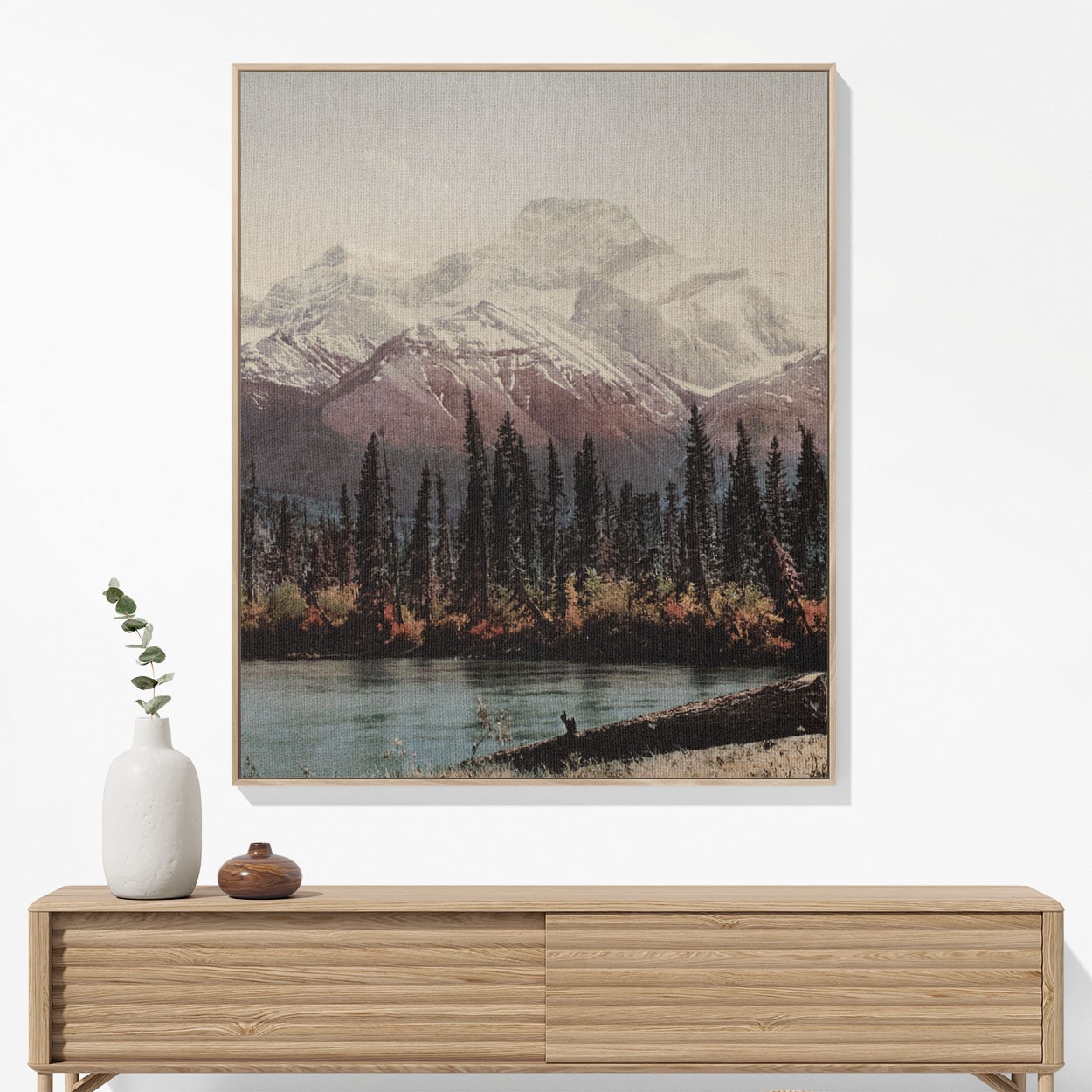 Beautiful Mountain Woven Blanket Hanging on a Wall as Framed Wall Art