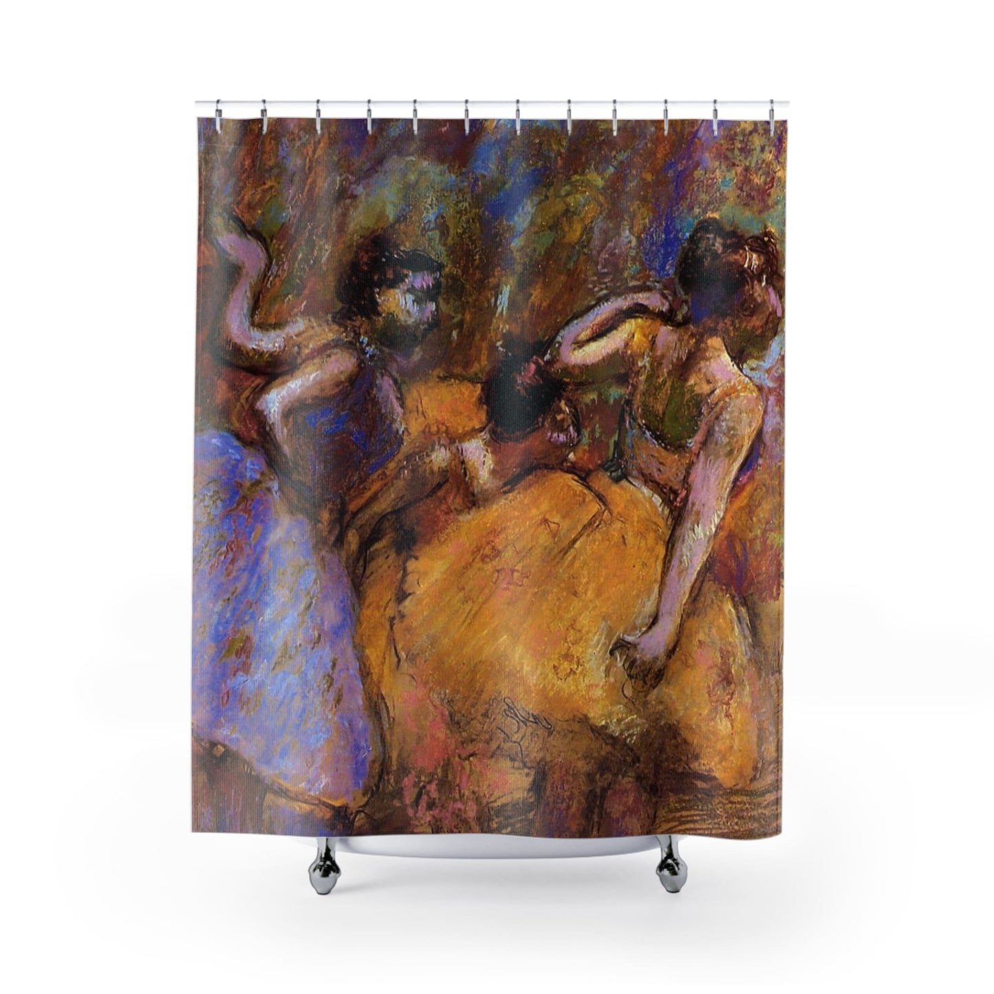 Behind the Curtain Shower Curtain with Edgar Degas design, elegant bathroom decor featuring Degas's detailed artwork.