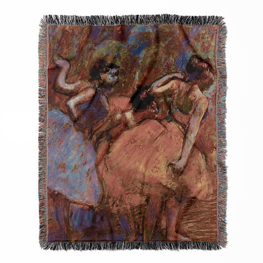 Behind the Curtain woven throw blanket, made of 100% cotton, providing a soft and cozy texture with an Edgar Degas theme for home decor.