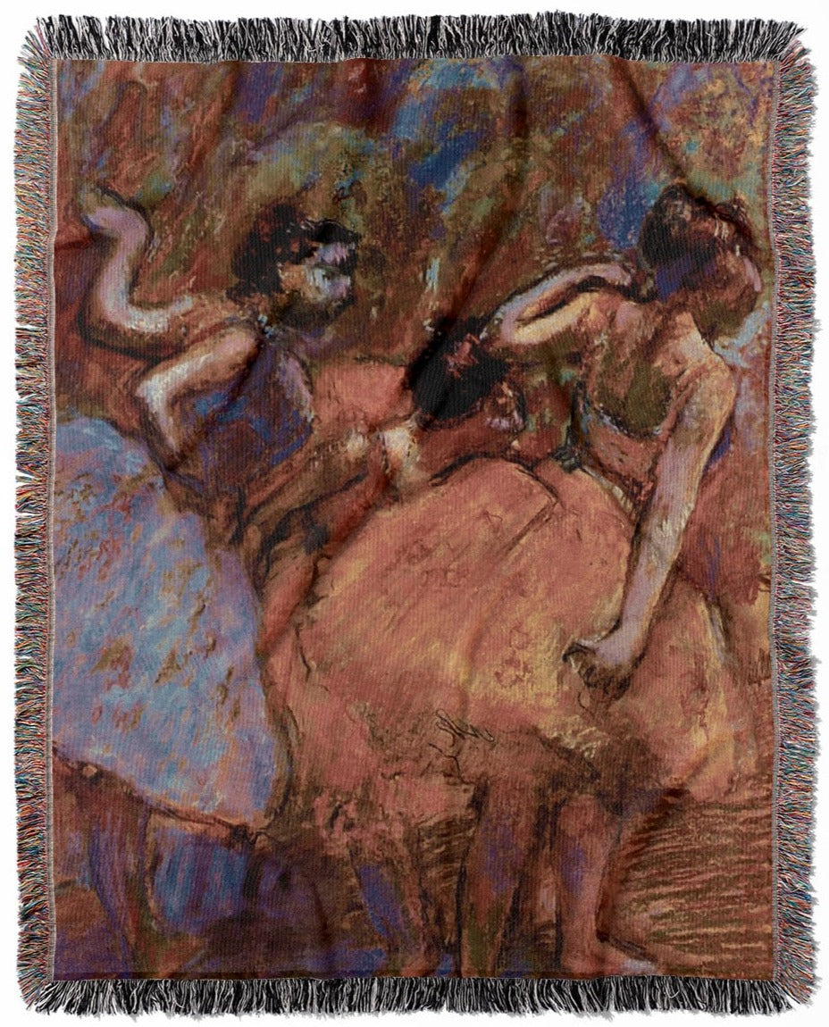 Behind the Curtain woven throw blanket, made of 100% cotton, providing a soft and cozy texture with an Edgar Degas theme for home decor.