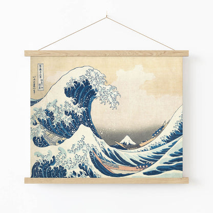 Big Wave Art Print in Wood Hanger Frame on Wall