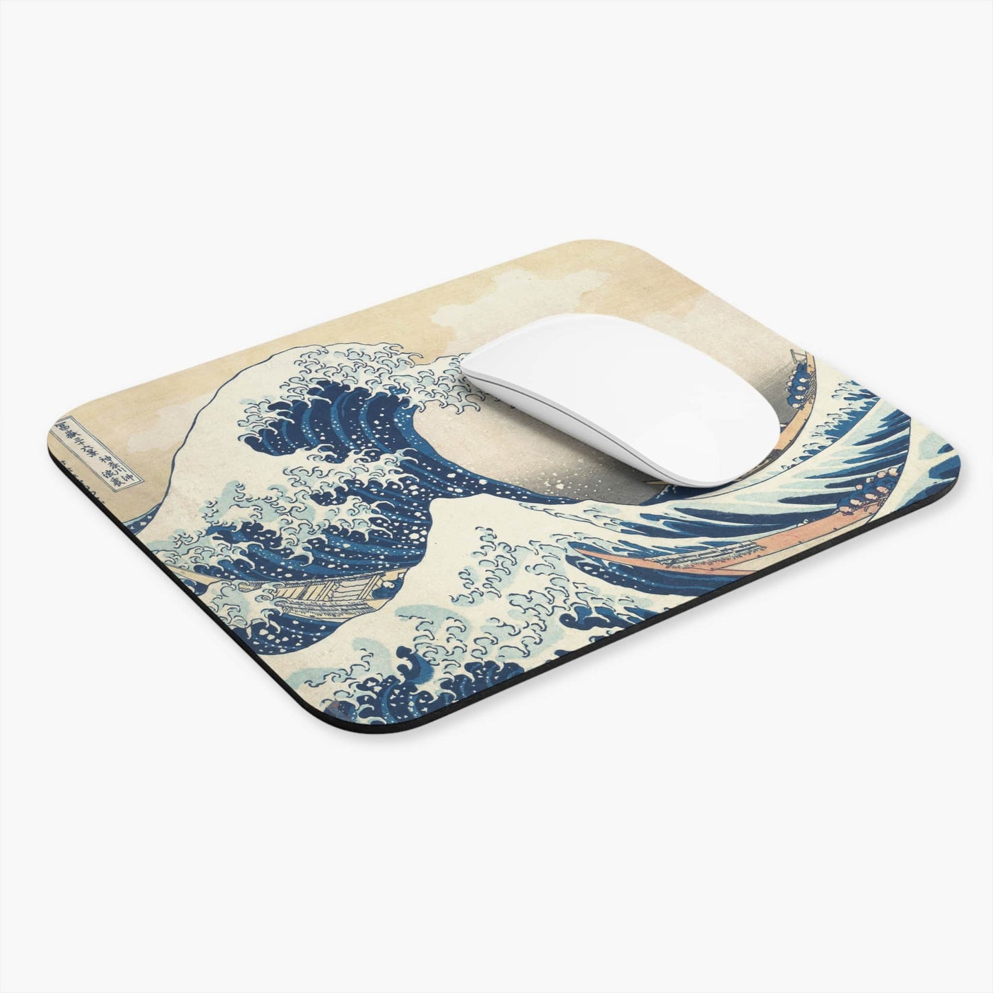 Big Wave Computer Desk Mouse Pad With White Mouse