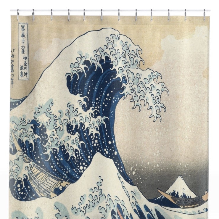 Big Wave Shower Curtain Close Up, Japanese Shower Curtains