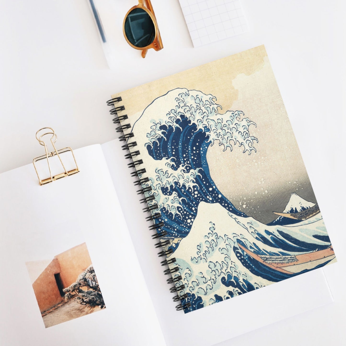Big Wave Spiral Notebook Displayed on Desk