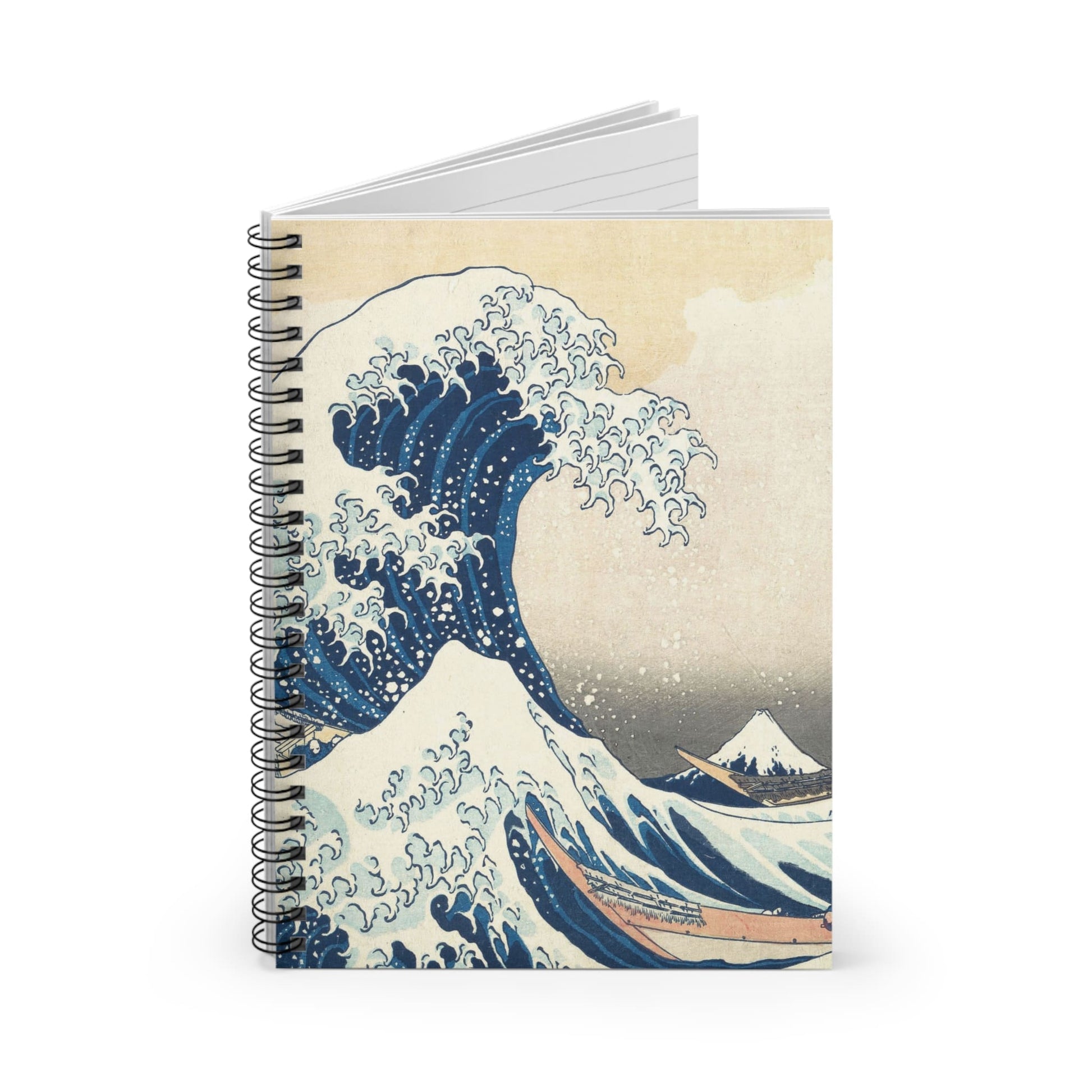 Big Wave Spiral Notebook Standing up on White Desk