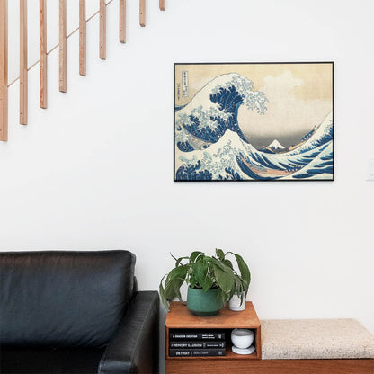 Big Wave Wall Art Print in a Picture Frame on Living Room Wall