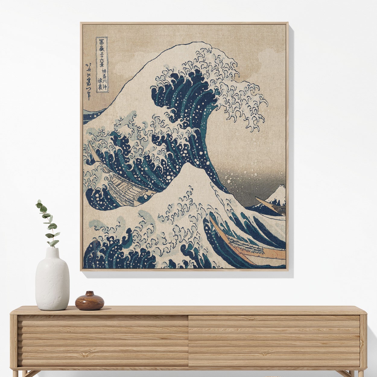 Big Wave Woven Blanket Hanging on a Wall as Framed Wall Art