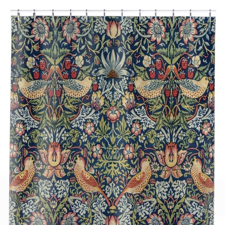 Birds and Plants Shower Curtain Close Up, Botanical Shower Curtains