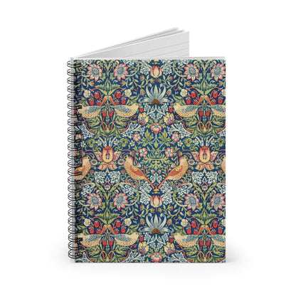 Birds and Plants Spiral Notebook Standing up on White Desk