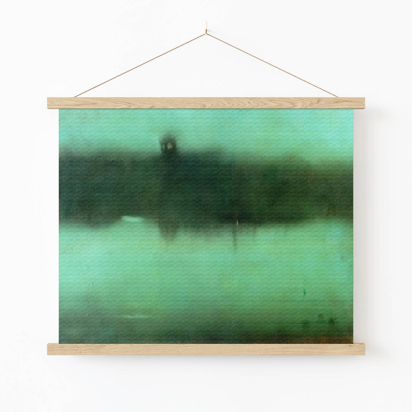 Moody Abstract Art Print in Wood Hanger Frame on Wall