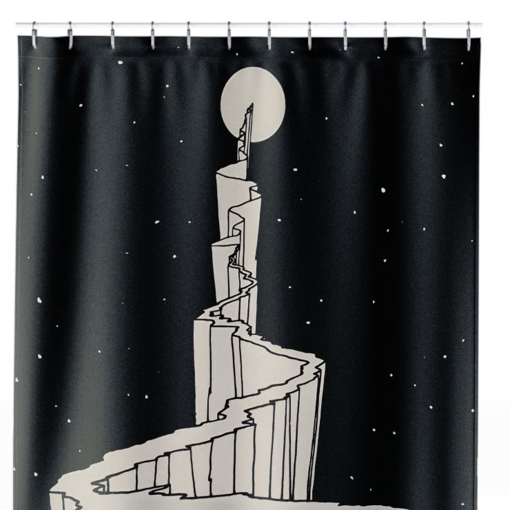 Black and White Fantasy Shower Curtain Close Up, Science Shower Curtains