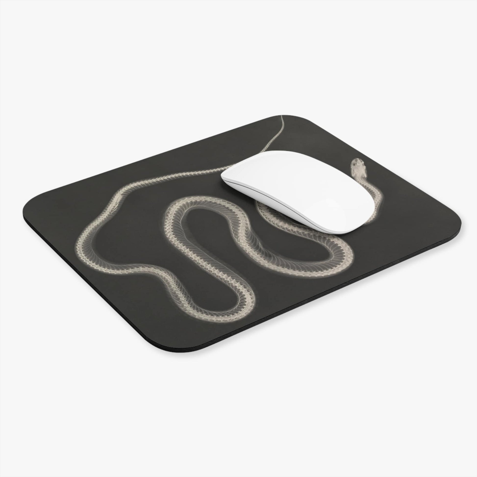 Black and White Snake Computer Desk Mouse Pad With White Mouse