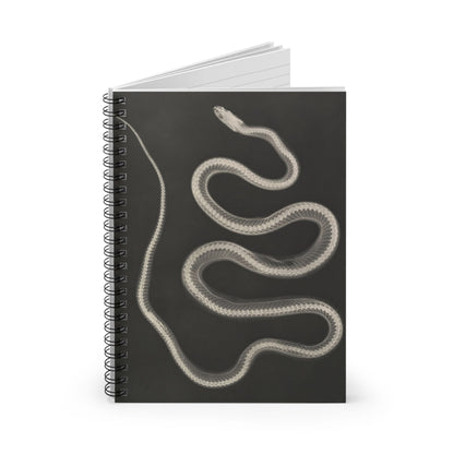 Black and White Snake Spiral Notebook Standing up on White Desk