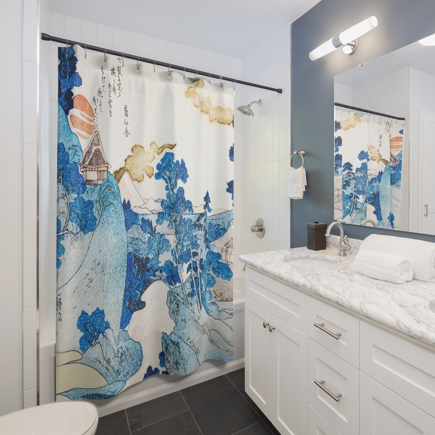 Blue Mountain Landscape Shower Curtain Best Bathroom Decorating Ideas for Japanese Decor
