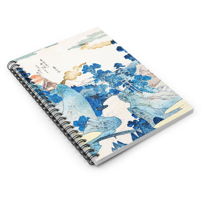 Blue Mountain Landscape Spiral Notebook Laying Flat on White Surface