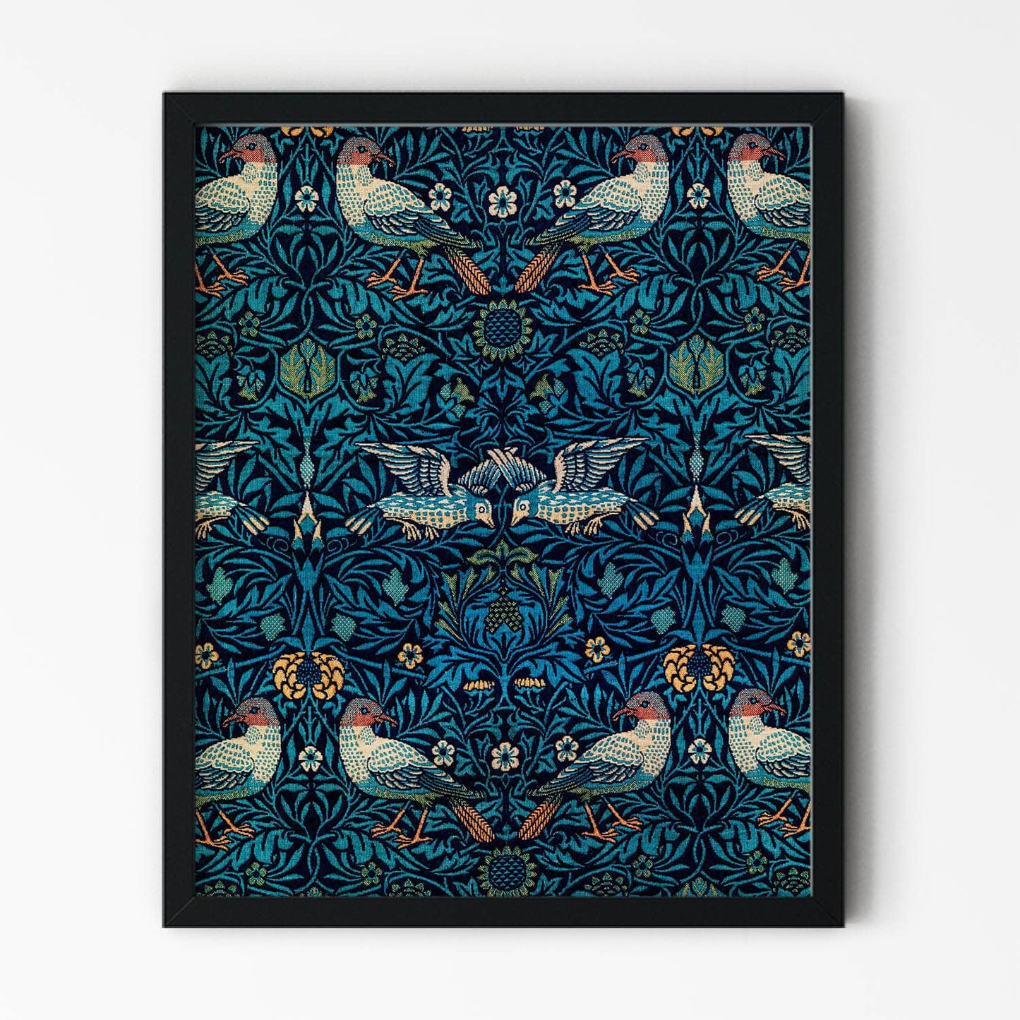 Birds and Plants Wallpaper in Black Picture Frame