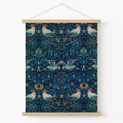 Birds and Plants Art Print in Wood Hanger Frame on Wall