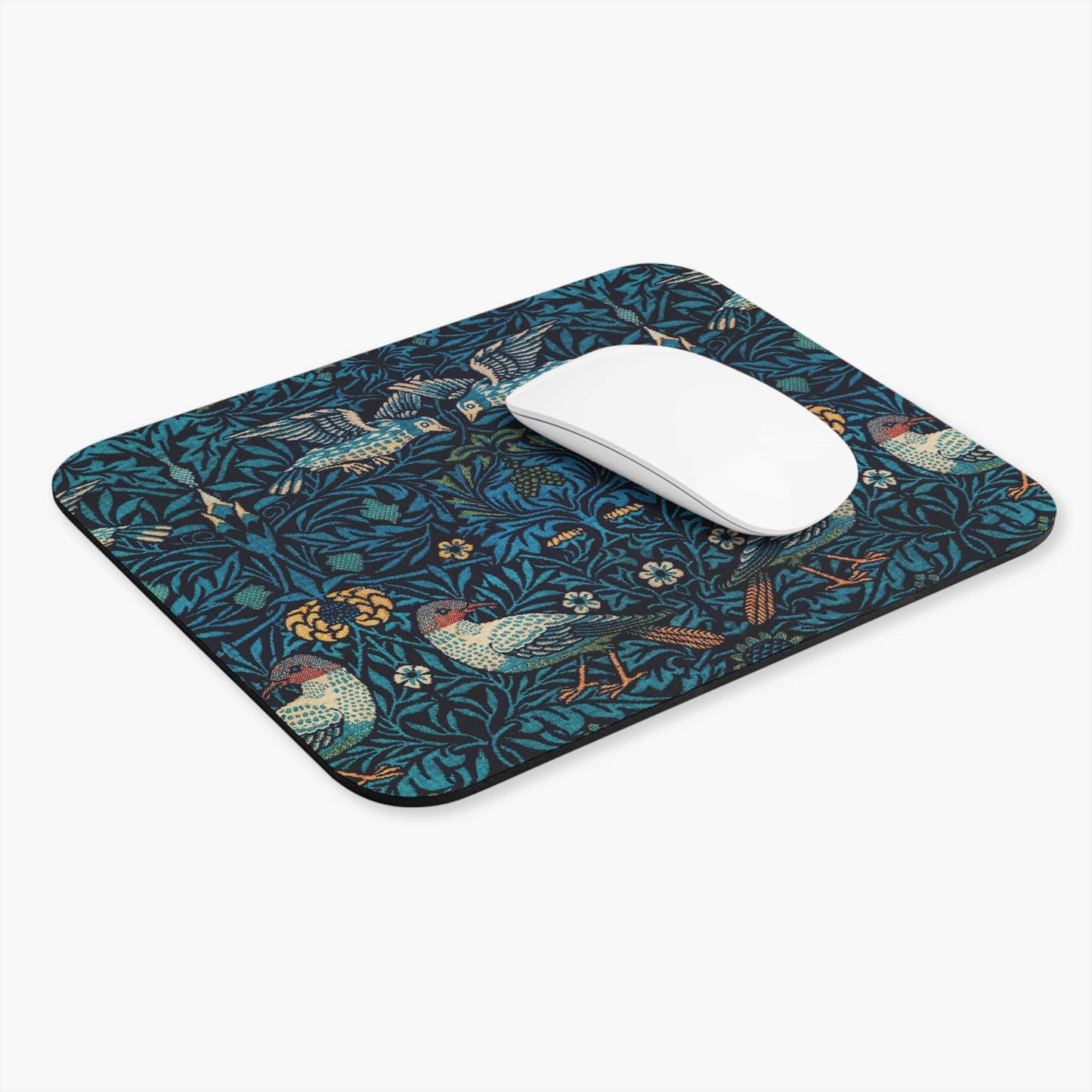 Blue Nature Pattern Computer Desk Mouse Pad With White Mouse