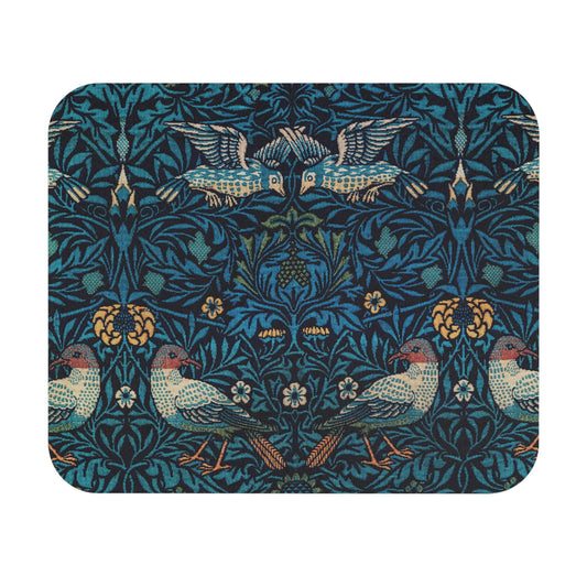 Blue Nature Pattern Mouse Pad with William Morris inspired design, desk and office decor showcasing classic Morris patterns.